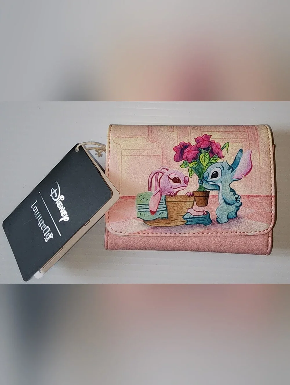 Disney Loungefly Pink Stitch & Angel Trifold Wallet